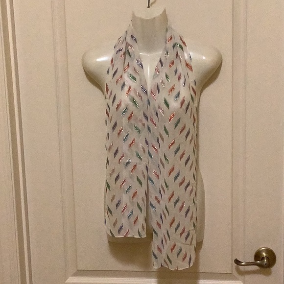 Scarf head wrap bone metallic colorful NWOT red green purple pink Versat… - Picture 3 of 9